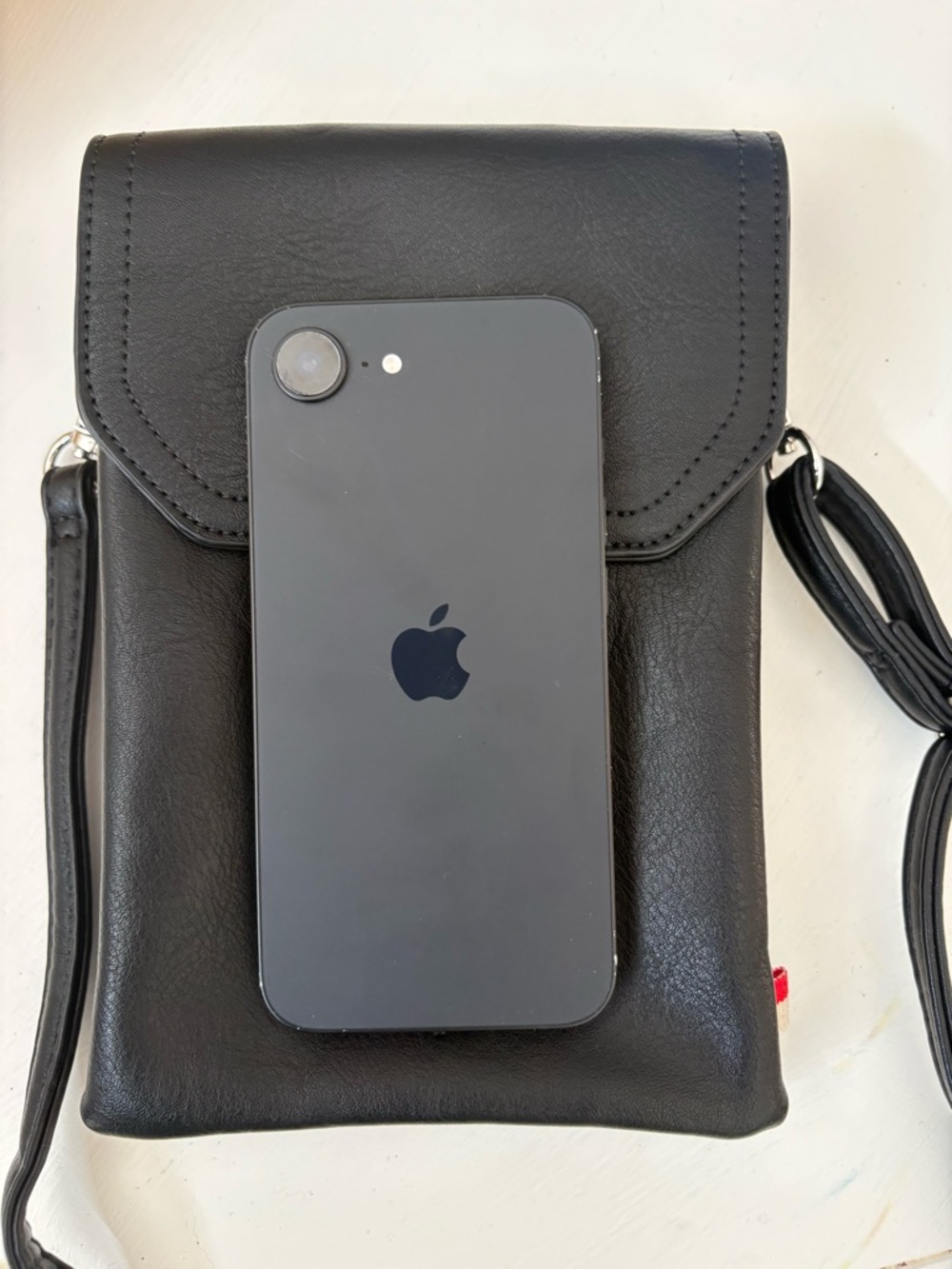 Colab Black Vegan Leather Crossbody bag with Flap. 3 compartments, card holder. - Picture 13 of 14